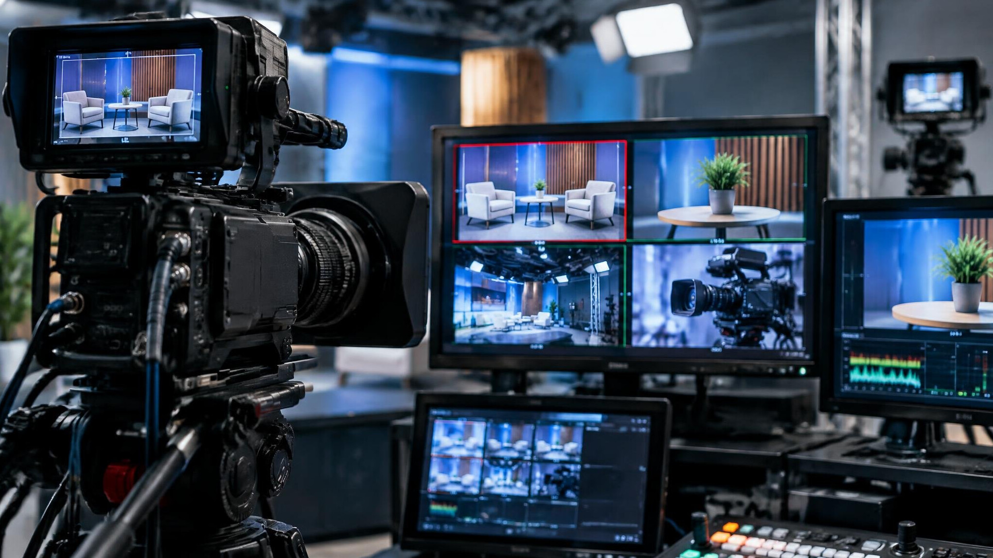 Multi-camera video setup with monitors